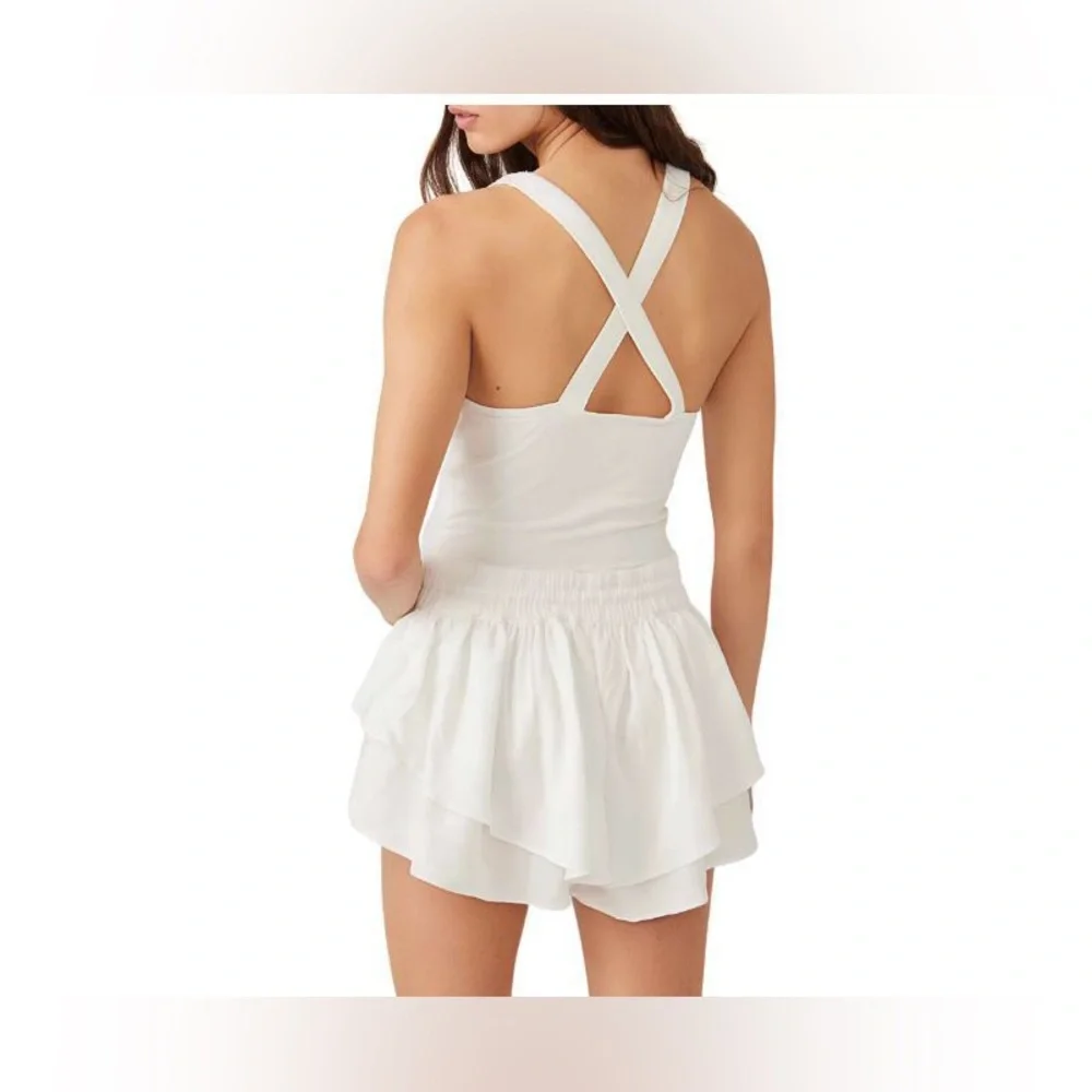 White Cross-Back Top and‎ Layered Skirt Set Sz M